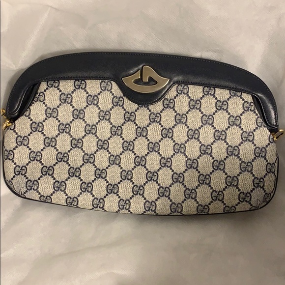 Gucci Handbags - Vintage GUCCI Monogram GG NAVY clutch/crossbody
